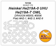  KV Models  1/72 Heinkel He.219A-0 UHU / He-219A-7 OWL + wheels masks KV72150