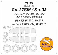  KV Models  1/72 Sukhoi Su-27SM and Su-33 + wheels masks KV72169