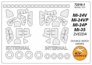  KV Models  1/72 Mil Mi-24V / Mi-35 -Double-sided masks + wheels masks KV72216-1