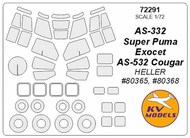  KV Models  1/72 Aerospatiale AS-332 Super Puma Exocet / AS-532 Cougar + wheels masks KV72291