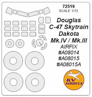  KV Models  1/72 Douglas C-47 Skytrain, Dakota + wheels masks KV72519