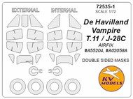  KV Models  1/72 De Havilland Vampire T.11 / J-28C - Double-sided and wheels masks KV72535-1
