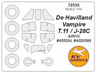  KV Models  1/72 De Havilland Vampire T.11 / J-28C + wheels masks KV72535