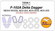  KV Models  1/72 Convair F-102A Delta Dagger - (Double sided) + wheels masks KV72536-1