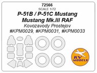  KV Models  1/72 North-American P-51 Mustang + wheels masks KV72566