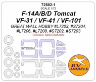  KV Models  1/72 Grumman F-14A/F-14B/F-14D Tomcat / VF-31 / VF-41 / VF-101 Masks KV72582-1