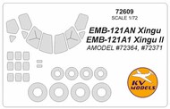  KV Models  1/72 Embraer EMB-121 Xingu + wheels masks KV72609