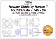  KV Models  1/72 Hawker Siddeley Harrier T Mk.2/2A/4/4N - TAV - 8A (SWORD #72061, #72098) - (double sided) + wheels masks KV72665-1