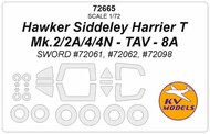  KV Models  1/72 Hawker Siddeley Harrier T Mk.2/2A/4/4N - TAV - 8A (SWORD #72061, #72098) + wheels masks KV72665