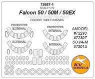  KV Models  1/72 Falcon 50, Falcon 50EX, Falcon50M + Double sided prototype masks and masks KV72687-1