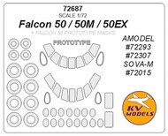  KV Models  1/72 Falcon 50, Falcon 50EX, Falcon50M + Prototype masks KV72687