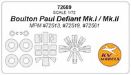  KV Models  1/72 Boulton-Paul Defiant + wheels masks KV72689