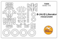  KV Models  1/72 Consolidated B-24 Liberator + wheels masks (designed to be used with Hasegawa HAE28, HAE29 kits) [B-24D, B-24J] KV72699