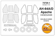  KV Models  1/72 McDonnell-Douglas AH-64 Apache (Double sided) + wheels masks KV72720-1