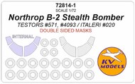 Northrop B-2 Stealth Bomber - canopy frame paint mask (inside and outside) wheels and canopy frame paint masks #KV72814-1