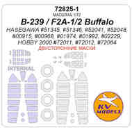 Brewster F2A-2 Buffalo 'U.S. Navy' wheels and canopy frame paint mask (inside and outside) #KV72825-1