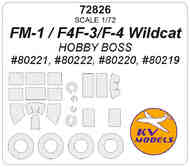 Grumman FM-1 / F4F-4 / F4F-3 Wildcat wheels and canopy frame paint masks (outside only) #KV72826