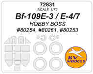Messerschmitt Bf.109E-4/7 / Bf-109E-3 wheels and canopy frame paint masks (outside only) #KV72831