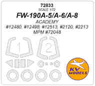 Focke-Wulf Fw.190A-5/A-6/A-8 wheels and canopy frame paint masks (outside only) #KV72833