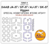  KV Models  1/72 Saab JA-37 Viggen - Double sided and wheels masks KV72947-1
