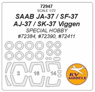 KV Models  1/72 Saab JA-37 Viggen + Wheels masks KV72947