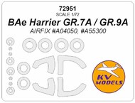 BAe Harrier GR.7A / GR.9A wheels and canopy frame paint mask (outside only) #KV72951