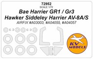  KV Models  1/72 Bae Harrier GR1 / GR3 / Hawker Siddeley Harrier McDonnell-Douglas AV-8A/S Masks KV72952