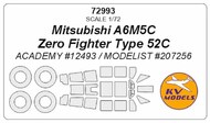  KV Models  1/72 Mitsubishi A6M5C Zero Fighter Type 52C + wheels masks KV72993
