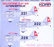  Kora Models  1/72 Dewoitine D.27 III.R Swiss Air Force KOPK72079