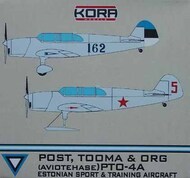  Kora Models  1/72 PTO-4A Estonian Sport & Soviet Training Aircraft KORA72212