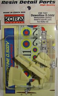  Kora Models  1/72 Dewoitine D.500V Detail set & decal (designed to be used with Heller kits) KORCS7207