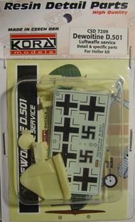  Kora Models  1/72 Dewoitine D.501 Detail set & decal (Luftwaffe) (designed to be used with Heller kits) KORCS7209