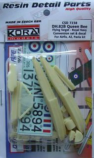 de Havilland DH.82B Tiger Moth Queen Bee flying target - Royal Navy Conversion set & decal (designed to be used with Airfix, Pavla Models and AZ Model kits) #KORCS7238