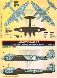  Kora Models  1/72 Junkers Ju.88S-1 Conversion set & decal - Part I. The last bomber version of the Ju.88 (designed to be used with Hasegawa and Amtech kits) KORCS7242