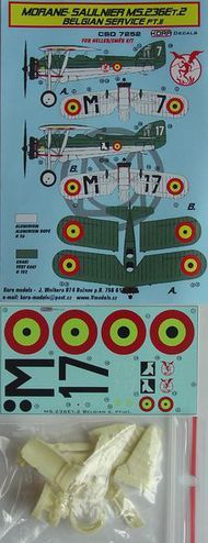  Kora Models  1/72 Morane-Saulnier MS.236 ET.2 Belgium conversion set II and decal (designed to be used with Heller and Smer kits) KORCS7252
