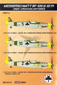  Kora Models  1/48 Messerschmitt Bf.109G-10/G-14 (ZNDH Croatian AF) (designed to be used with Hasegawa, Fujimi, Hobby Craft and Academy kits) KORD48111