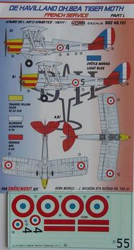  Kora Models  1/48 de Havilland DH.82A Tiger Moth (French Service) (designed to be used with SMER and now can be used with Airfix 2019 release kits) pt.I. KORD48121