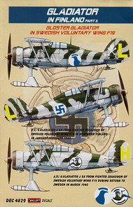 Gloster Gladiator Mk.II on skis Decals Finland. Swedish Voluntary Wing F19 part 2 #KORD4829