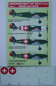 Messerschmitt Bf.109D-1 Part II Swiss Air Force (designed to be used with Hobbycraft kits) #KORD4870
