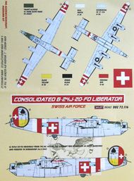  Kora Models  1/72 Consolidated B-24J-20-FO Liberator (Swiss Air Force ) (designed to be used with Academy, Minicraft and Hasegawa kits) KORD72116