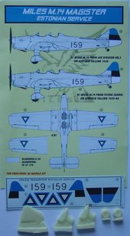 Miles M.14 Magister (Estonian Service) (designed to be used with Frog/Novo and RS Models kits) #KORD72149