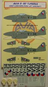  Kora Models  1/72 Avia S-92 Turbina (Czechoslovak) Part I. (designed to be used with Airfix and Heller kits) [Messerschmitt Me.262A] KORD72181