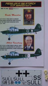  Kora Models  1/72 Fieseler Fi.156C-3 'Storch' VIP service - Part III. Aircraft used by Albert Kesselring and Benito Mussolini (designed to be used with Academy, Heller and SMER kits) KORD72196