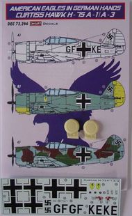  Kora Models  1/72 American Eagles in German Hands Curtiss Hawk H-75A-1/H-75A-3 (Luftwaffe) (designed to be used with AZ Models, Revell, Heller, Smer, Monogram, AML and AZUR kits) [Curtiss P-36 / H-75 Hawk H-75A-3 H-75A-1] KORD72246