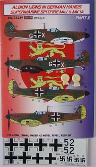 Albion Lions in German Hands Supermarine Spitfire Mk.I/Mk.1 and Mk.IA (Luftwaffe) Pt.II. (designed to be used with Airfix, Tamiya, Sword, AZ Model, Revell and Frog kits) #KORD72259