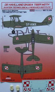de Havilland DH.82A Tiger Moth Aviation Technological Research Institute (designed to be used with Airfix, Pavla Models and AZ Model kits) WAS 6.40. TEMPORARILY SAVE 1/3RD!!! #KORD72294