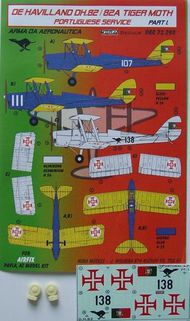 de Havilland DH.82/DH.82A Tiger Moth Portuguese Service Part 1 (designed to be used with Airfix, Pavla Models and AZ Model kits) #KORD72295