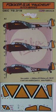  Kora Models  1/72 Fokker G.1A 'Faucheur' Dutch (designed to be used with MPM kits) KORD72319