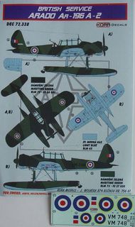 Arado Ar.196A-2 (British Service) (designed to be used with Airfix, Encore, Heller and Revell kits) #KORD72338