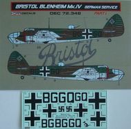 Bristol Blenheim Mk.IV German service I (designed to be used with Airfix and MPM kits) #KORD72348